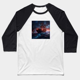 Vintage Ocean Ship Magma Vulcano Baseball T-Shirt